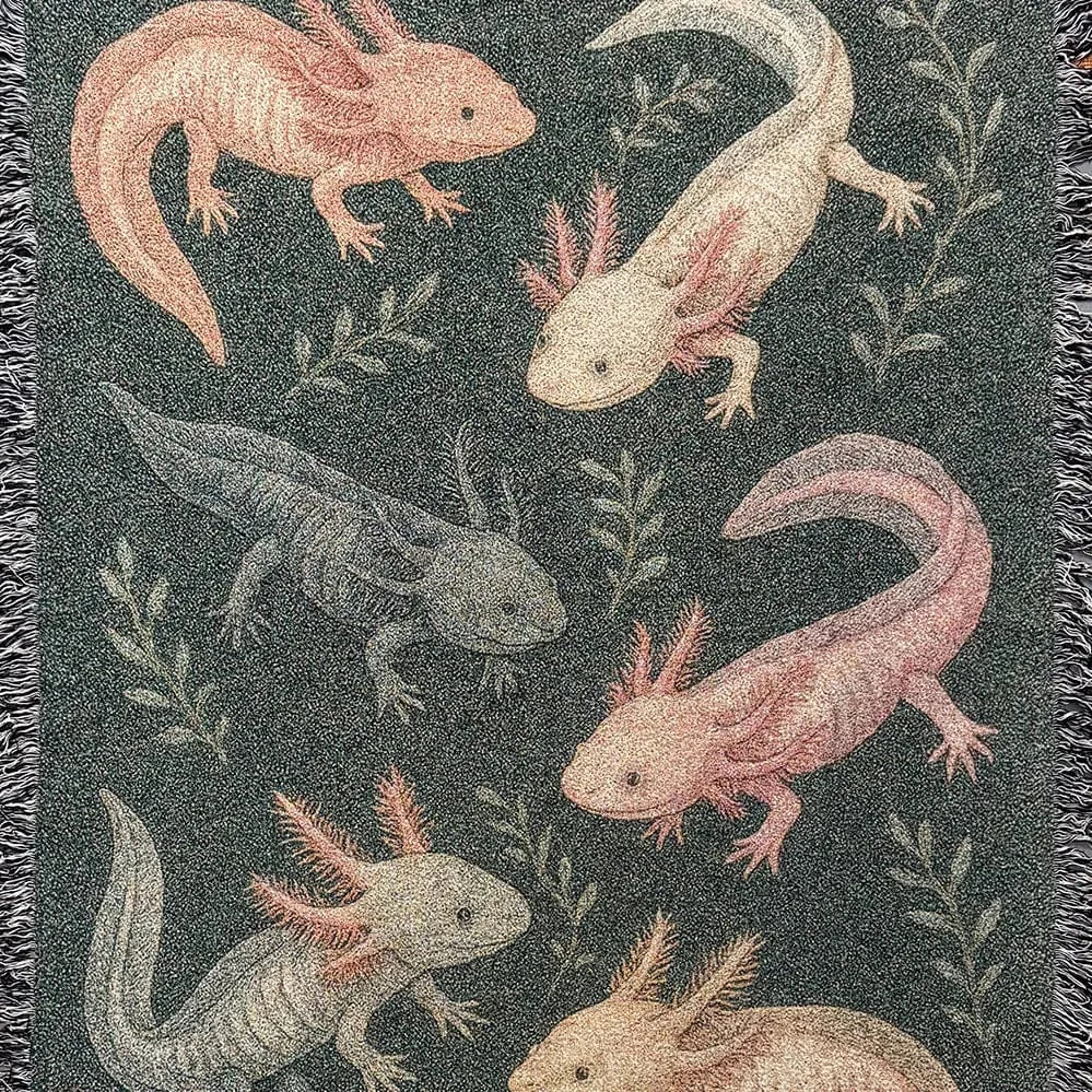 Strike Gently Co Home > Other Home Axolotl Woven Throw Blanket 60" X 80" axolotyls