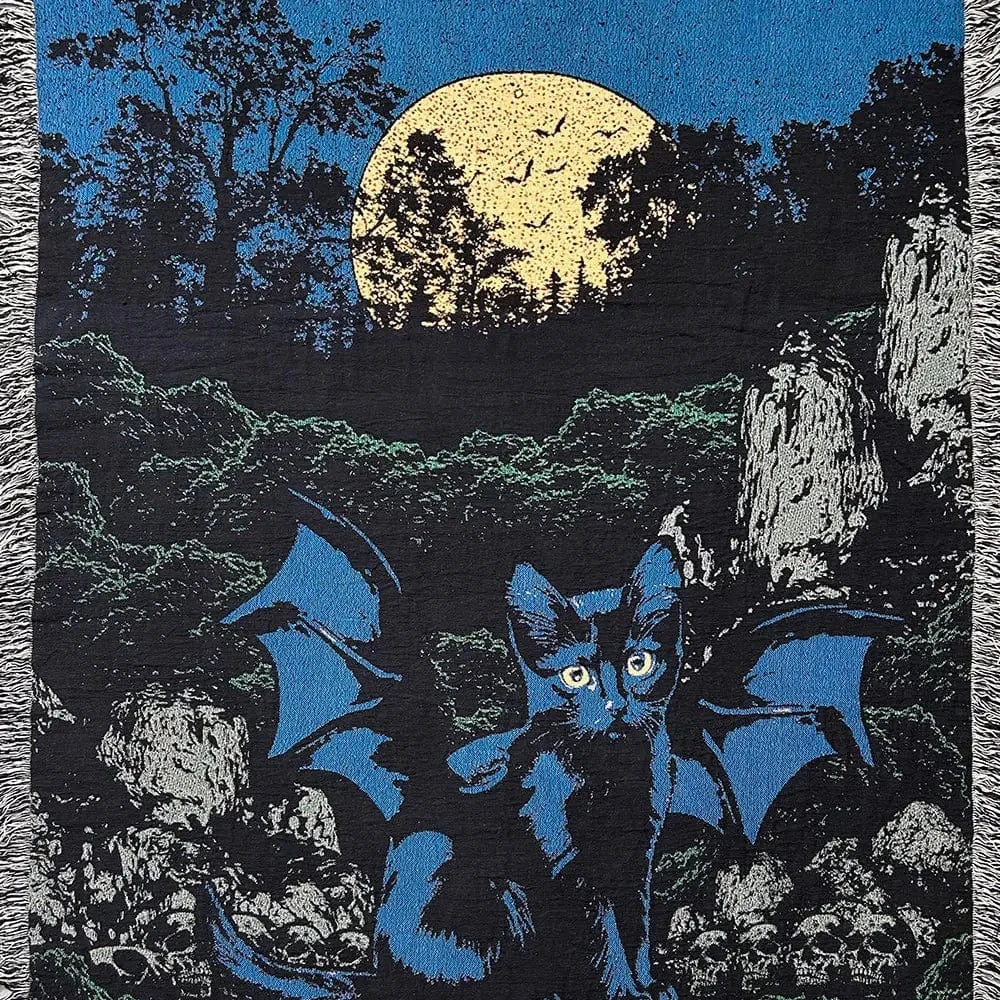 Strike Gently Co Home > Other Home Cat Bat Woven Throw Blanket 60" X 80"