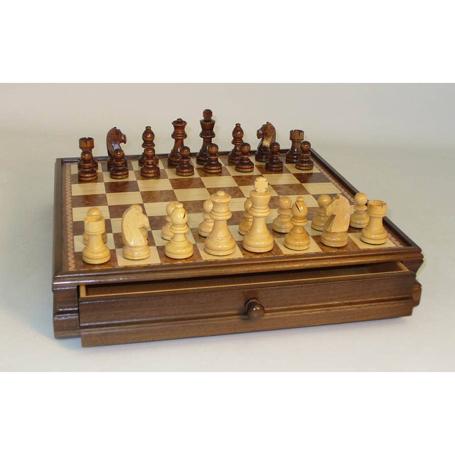 Worldwise Imports Board Games > Large Box Games Angels Chess - 15'' Walnut-Maple w/ Drawer 035756953942 WWE40394WM