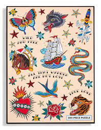 The Found Puzzles > Jigsaw Puzzles The Found: 500pc Vintage Tattoos Puzzle 810027321374 PUZ114