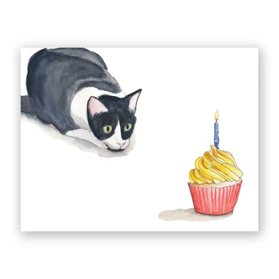 The Mincing Mockingbird Stationery > Greeting Cards Cupcake Cat Birthday Card 3017cup