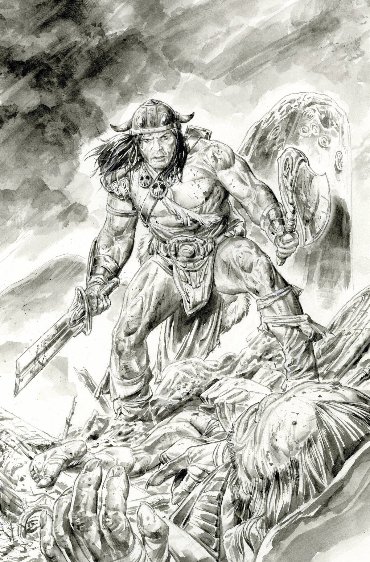 Titan Comics Comic Books CONAN BARBARIAN #3 FOC BRAITHWAITE B&W INK VIRGIN (MR) 79361173648100351 JUL238656