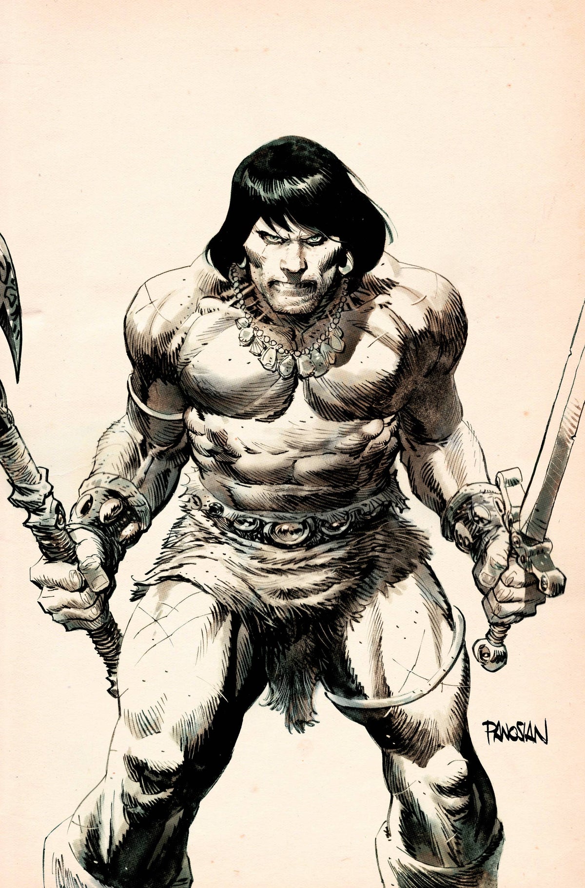 Titan Comics Comic Books > Incentives CONAN BARBARIAN #1 CVR K 1:25 INCV VAR PANOSIAN VIRGIN B&W (M 79361173648110011 MAY231143