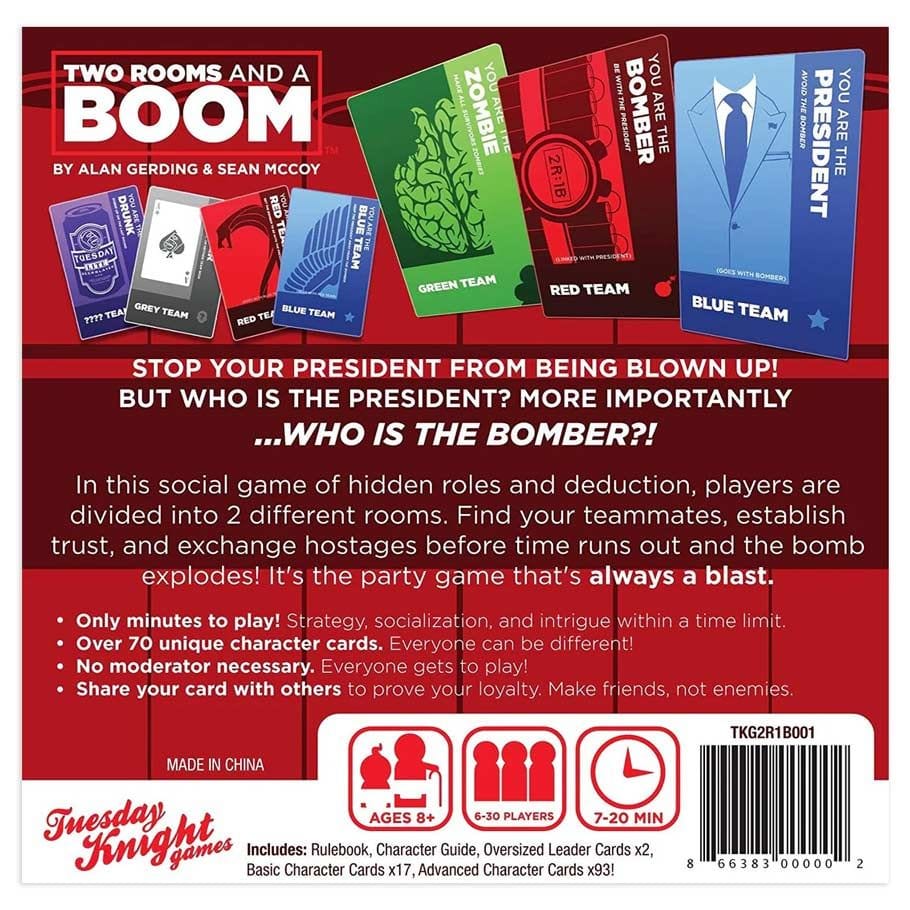 Tuesday Knight Games, LLC Board Games > Card Games Two Rooms and a Boom 866383000002 TUETKG2R1B001