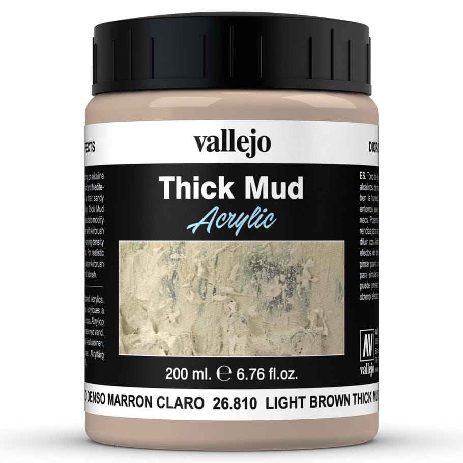 Vallejo Hobby Supplies > Paints Diorama FX: Mud: Light Brown Thick Mud (200ml) 8429551268103 VJP26810