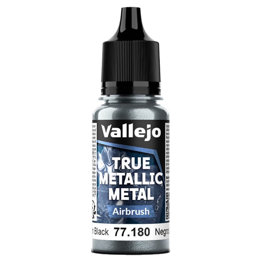 Vallejo Hobby Supplies > Paints True Metallic Metal: Airbrush: Obsidian Black (18ml) 8429551771801 VJP77180