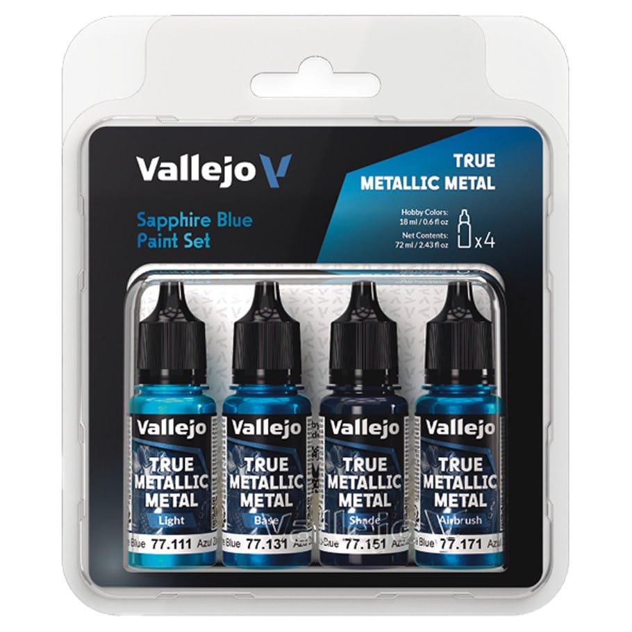 Vallejo Hobby Supplies > Paints True Metallic Metal: Dusken Sapphire Blue Color Set 8429551772563 VJP77256