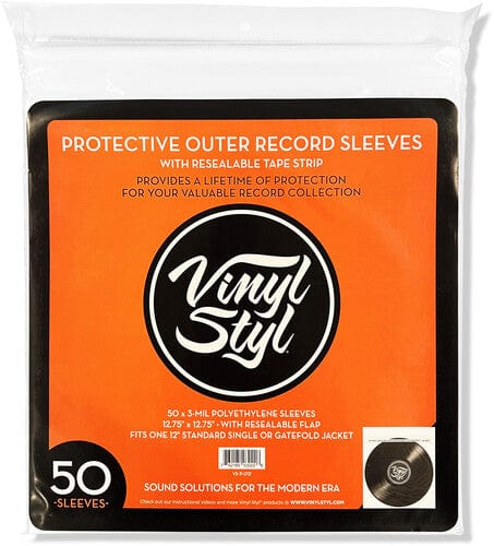 Vinyl Styl Music > Music Supplies Vinyl Styl: 12" Outer Sleeves 50ct - Resealable Flap, Clear 762185030226 VNST30226
