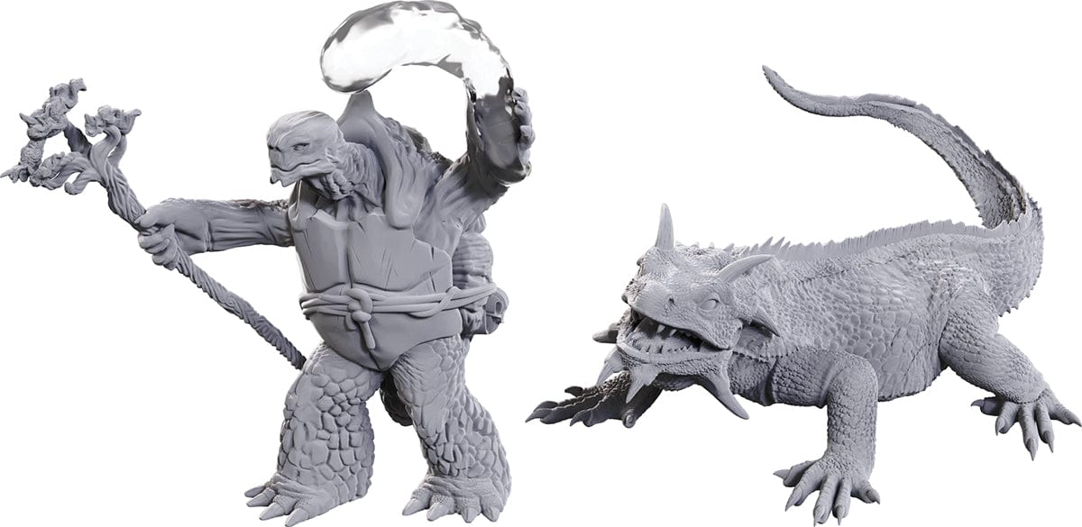 WizKids (Neca) Miniatures > WizKids Dungeons & Dragons: Nolzur's Marvelous Unpainted Miniatures - W24 Tortle Druid & Wild Shape Giant Lizard 634482907078 WZK 90707