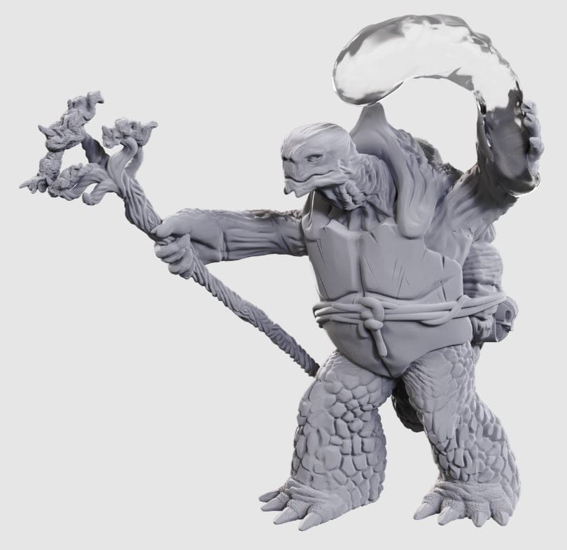 WizKids (Neca) Miniatures > WizKids Dungeons & Dragons: Nolzur's Marvelous Unpainted Miniatures - W24 Tortle Druid & Wild Shape Giant Lizard 634482907078 WZK 90707