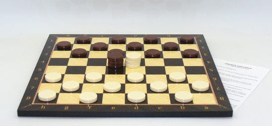 Yenigun Board Games > Large Box Games Checker Set - Wood Grain Alpha Numeric Decoupage with Urea Checkers 035756756192 75714-30BN