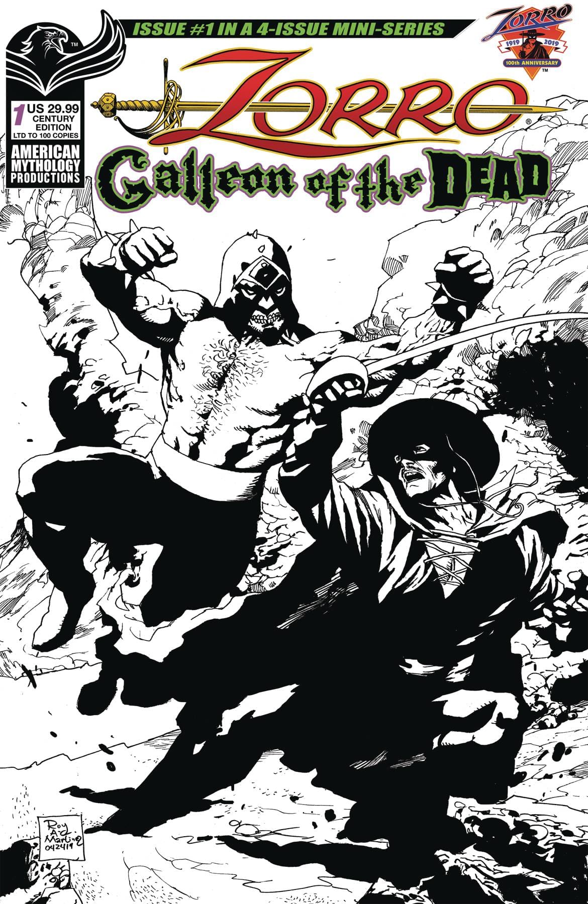 American Mythology Productions Comic Books ZORRO GALLEON OF DEAD #1 CVR C CENTURY LTD ED 85609100644101541 SEP221353