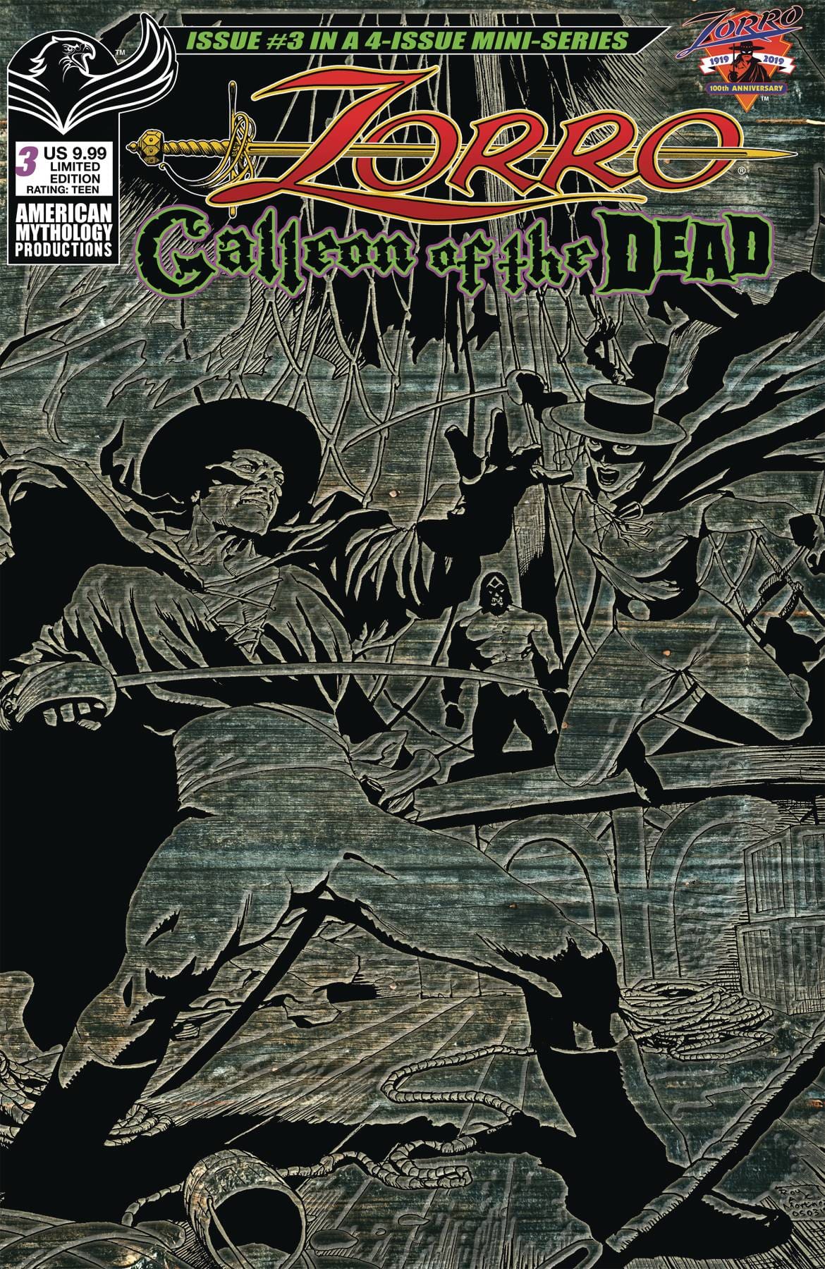 American Mythology Productions Comic Books ZORRO GALLEON OF DEAD #3 CVR B PULP LTD ED 85609100644101721 SEP221357