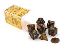 Chessex Dice > Chessex Chessex: Mini Plastic 7-Die Set - Lustrous Gold/silver 601982038274 CHX 20493