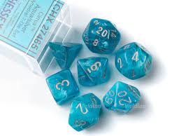Chessex Dice > Chessex Chessex: Plastic 12d6 Set - Cirrus Aqua/Silver 601982025526 CHX 27665