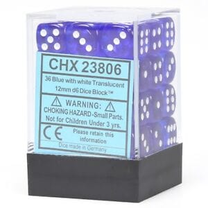 Chessex Dice > Chessex Chessex: Plastic 36d6 Set - Translucent Blue/White 850365002191 CHX 23806