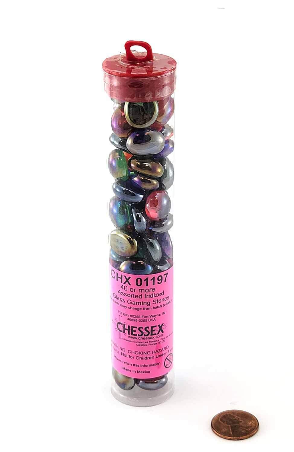 Chessex Game Supplies > Tokens & Counters Chessex: Glass Gaming Stones - Assorted Iridized 601982017996 CHX 01197