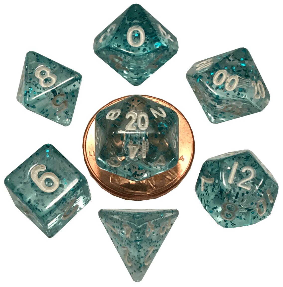 MDG: Mini Plastic 7-Die Set - Ethereal Light Blue with White - Third Eye