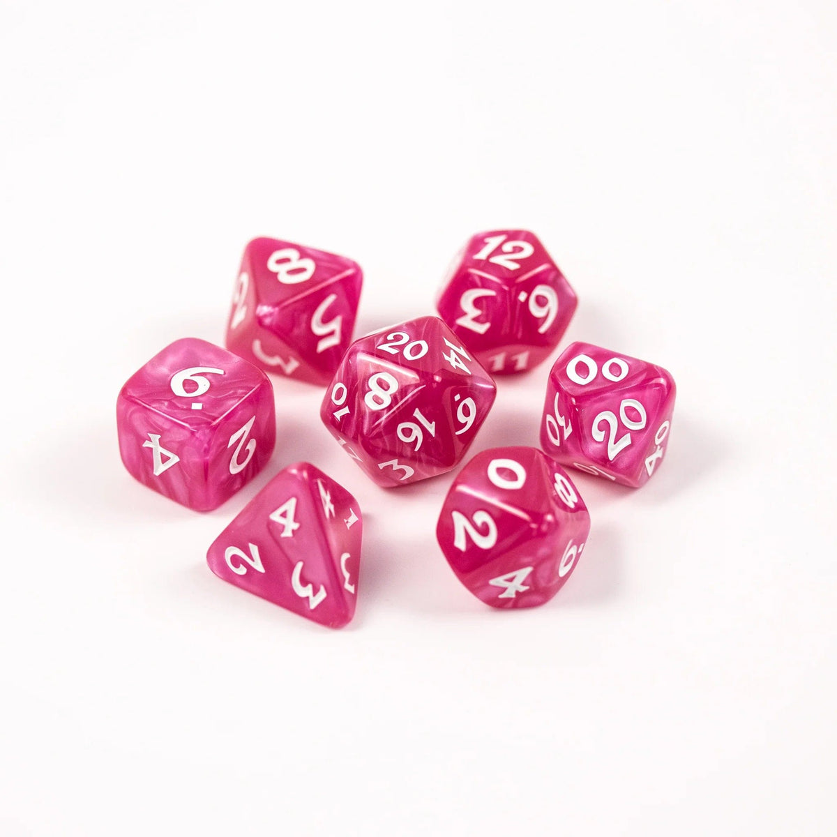 Die Hard Dice Dice > Die Hard Dice DHD: 7-Die Set - Elessia Essentials, Pink with White 810060787403 P0200080