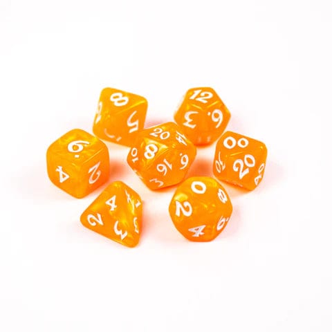 Die Hard Dice Dice > Die Hard Dice DHD: 7 Piece RPG Set - Elessia Essentials - Orange with White 810060787380 P0200060