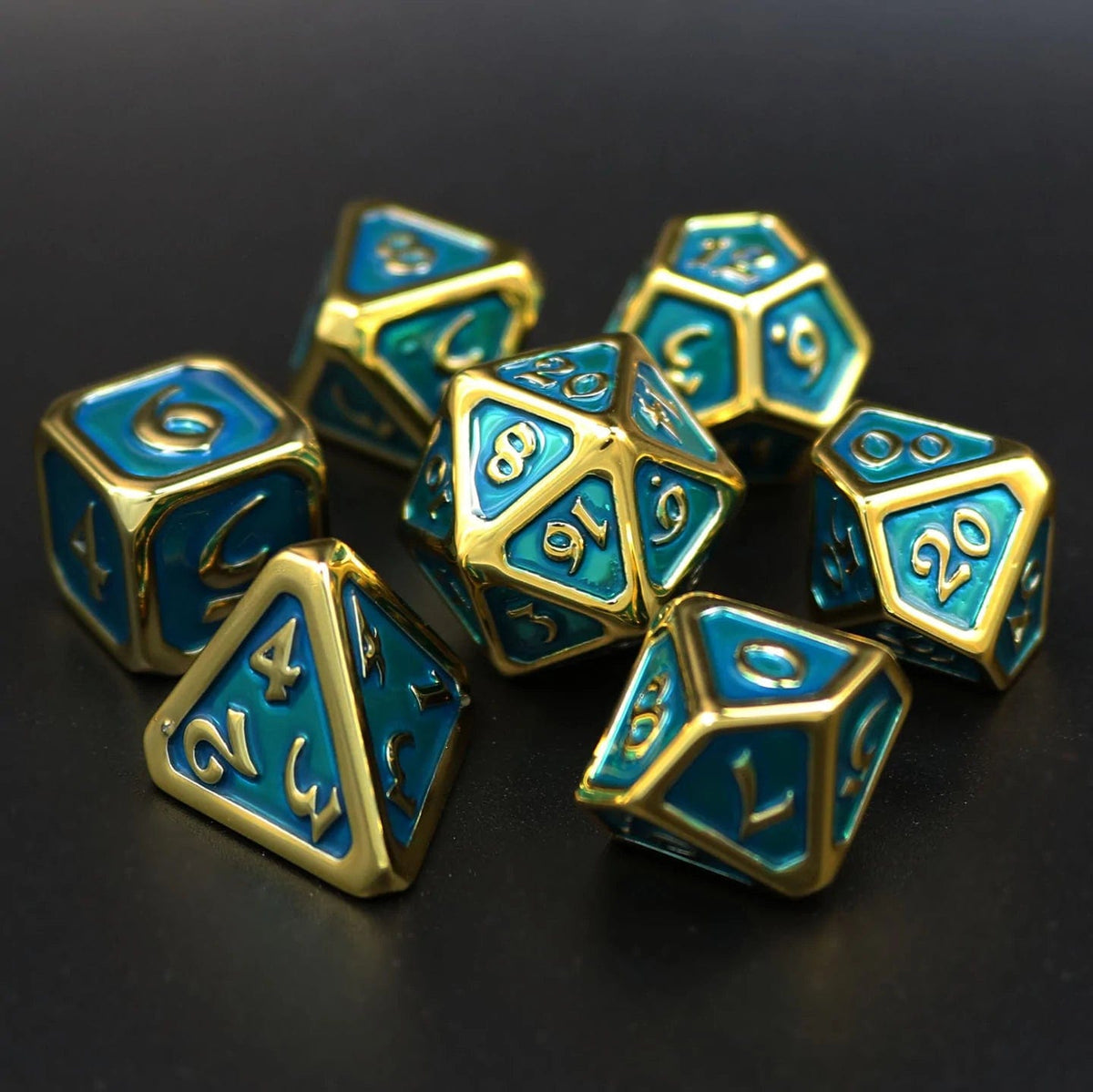 Die Hard Dice Dice > Die Hard Dice DHD: Plastic 7-Die Set - Polychrome Diaglyph Auric Aquamarine 810060786505 P0307060
