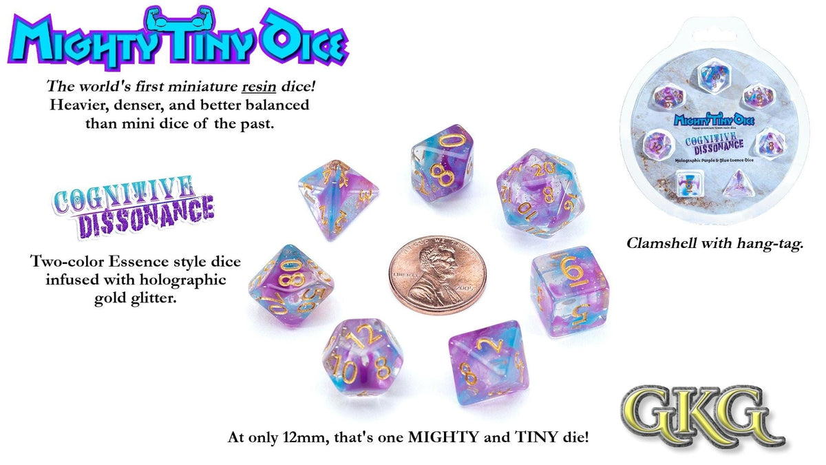Gate Keeper Games Dice > Gate Keeper Games Mighty Tiny Dice: 7 Polyhedral Dice Set - Cognitive Dissonance 786468917721 GKG TINYES53