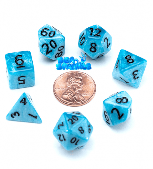 Gate Keeper Games Dice > Gate Keeper Games Mighty Tiny Dice: Sea Sparkle (7 Polyhedral Dice Set) 786468917738 GKG TINYR3