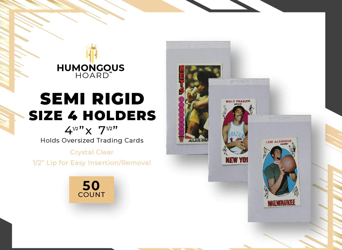 Humongous Hoard Game Supplies > Card Sleeves Humongous Hoard: Semi Rigid Card Holders 50ct - Size 4 850031631038