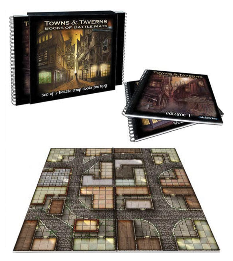 Loke Battle Mats Game Supplies > Playmats Loke: Battle Mat Book - Towns & Taverns 5060703680195 LBM 016
