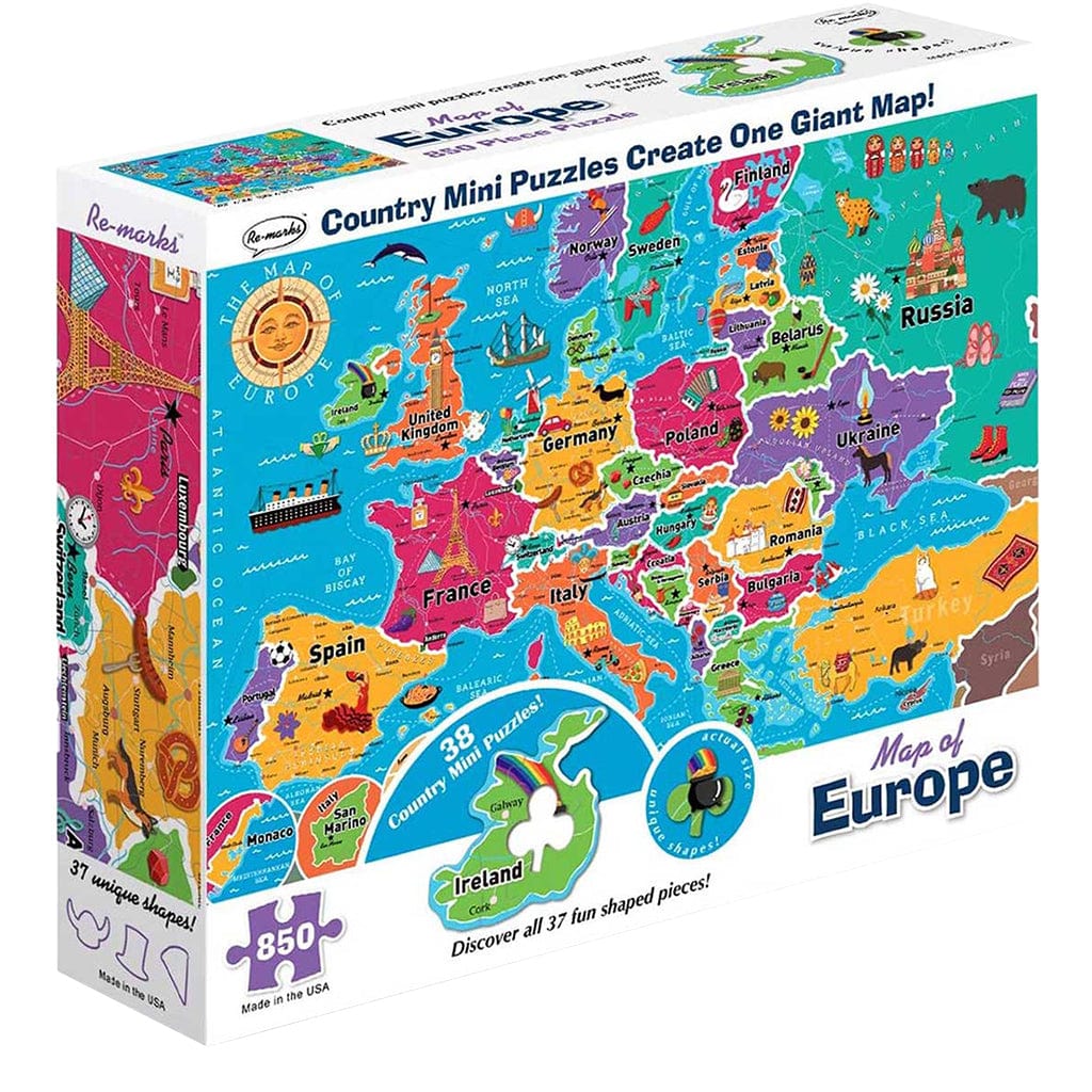 Re-Marks Puzzles > Jigsaw Puzzles Re-Marks: 850pc Puzzle - Map of Europe 681410194734 RMP19473