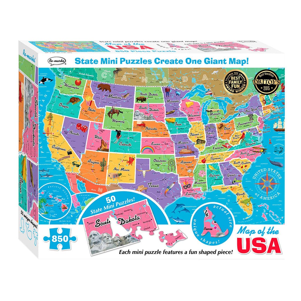 Re-Marks Puzzles > Jigsaw Puzzles Re-Marks: 850pc Puzzle - Map of the USA 681410650001 RMP65000