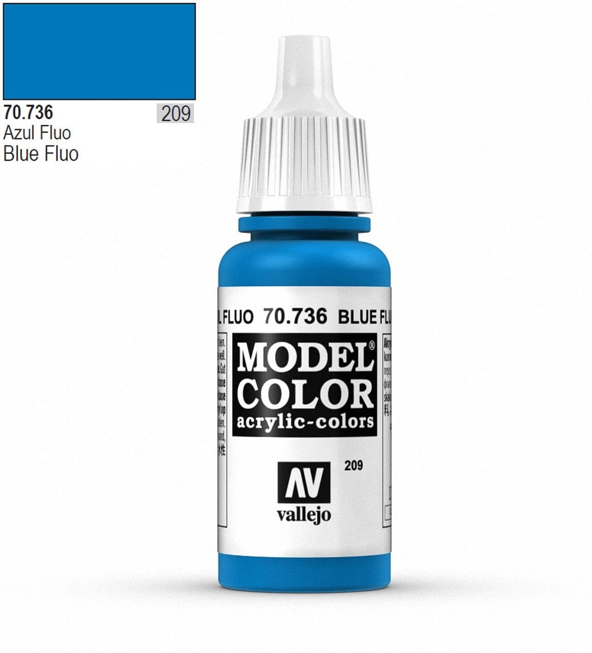 Vallejo Hobby Supplies > Paints Vallejo: Model Color - Fluorescent Blue 8429551707367 VAL 70736