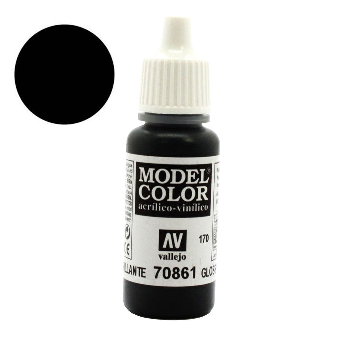 Vallejo Hobby Supplies > Paints Vallejo: Model Color - Glossy Black 8429551708616 VAL 70861