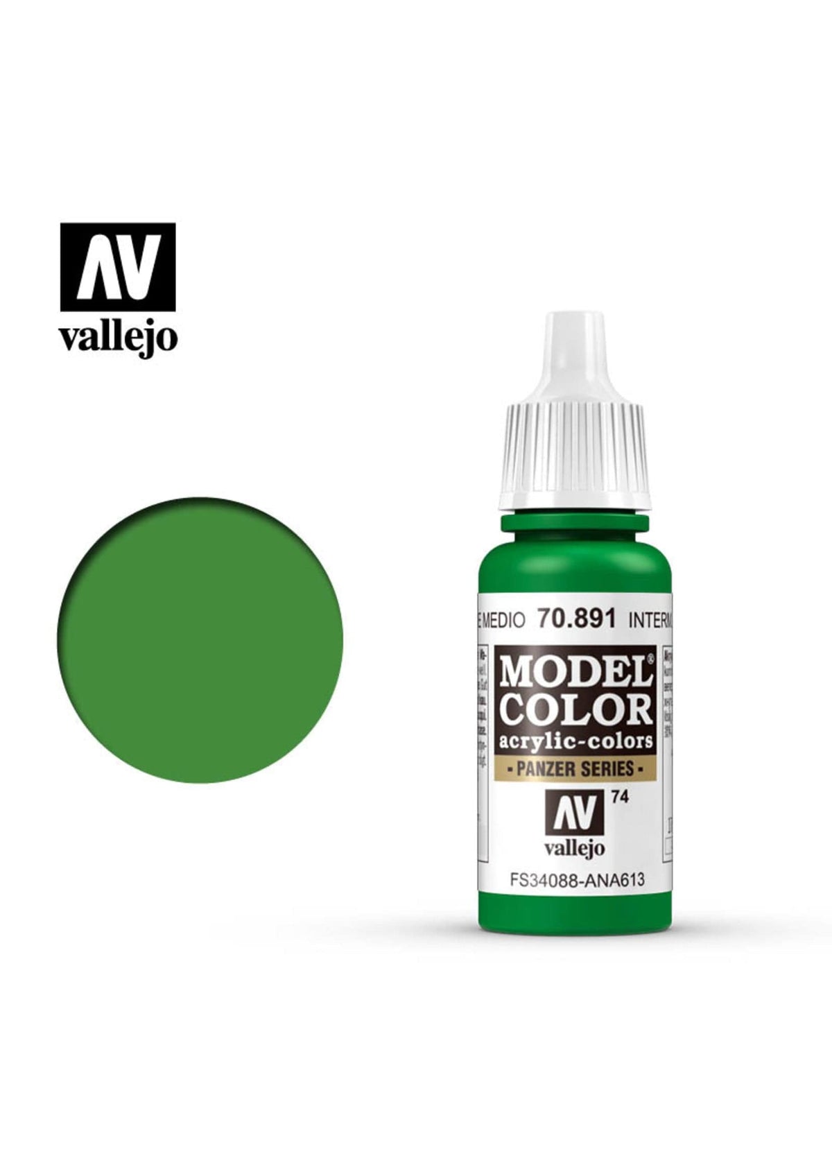 Vallejo Hobby Supplies > Paints Vallejo: Model Color - Intermediate Green 8429551708913 VAL 70891