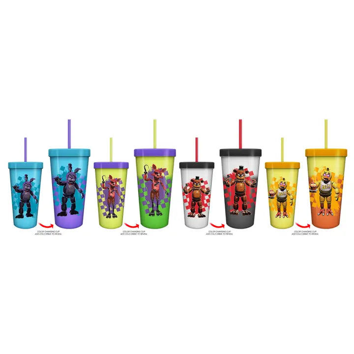 Silver Buffalo: Five Nights at Freddy's - 24oz Plastic Tumbler, Color-Changing 4pk.