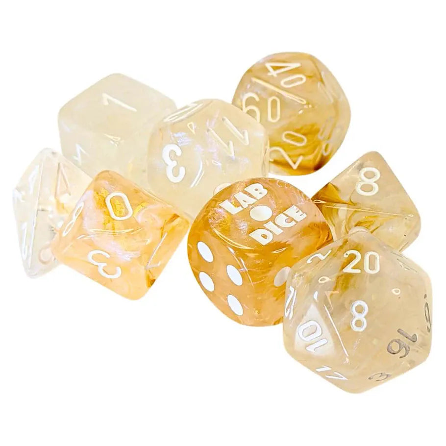 Chessex: Lab Dice - Borealis Champagne/white (with bonus die).