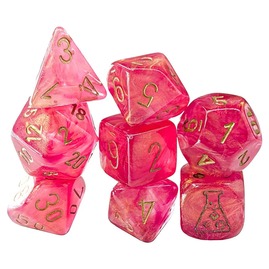 Chessex: Lab Dice - Shimmer Ignis/gold (with bonus die).