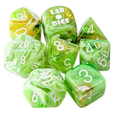 Chessex: Lab Dice - Marble Sour Green/white 7-Die Set (with bonus die) (Copy).
