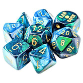 Chessex: Lab Dice - Gemini Green-Teal/gold (with bonus die).
