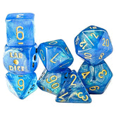 Chessex: Lab Dice - Shimmer Aqueous/gold (with bonus die)