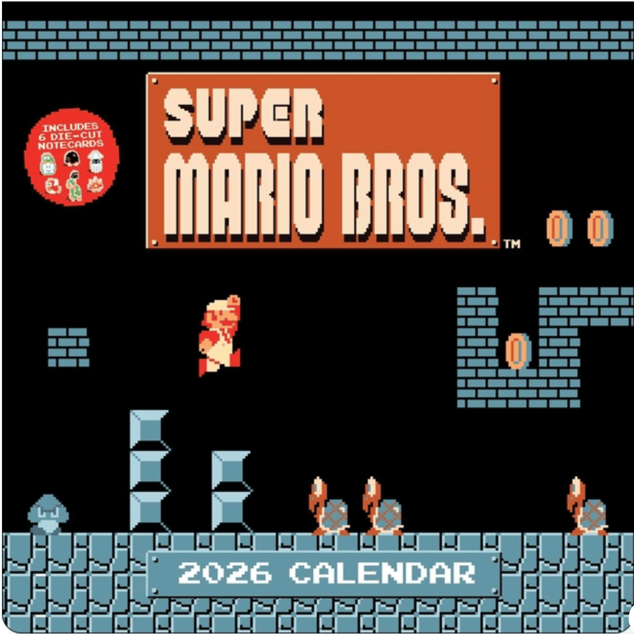Abrams Stationery > Calendars 2026 Wall Calendar - Super Mario Bros, 8-Bit Retro 9781419783494 ING-9781419783494