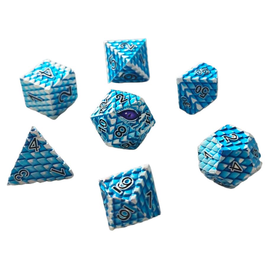 ACD Dice 7-Set Dragonscale Metal Blue 9359627008960 CHR60106
