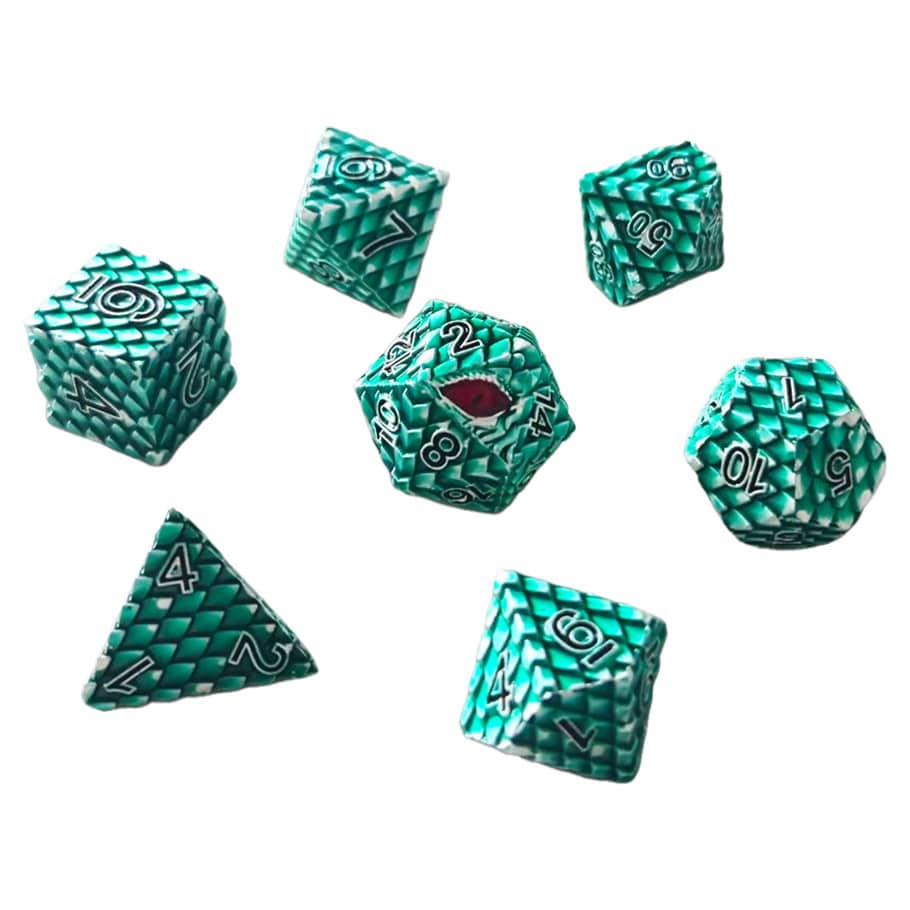 ACD Dice 7-Set Dragonscale Metal Green 9359627008977 CHR60107