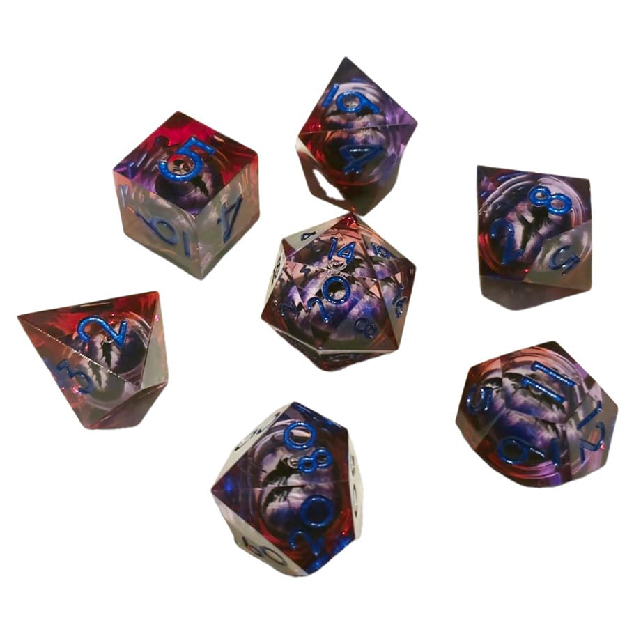 ACD Dice 7-Set ICU Liquid Core Purple Red 9359627008540 CHR60064