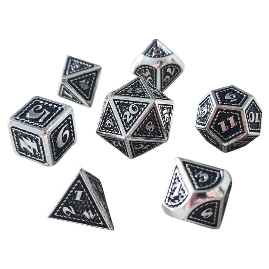 ACD Dice 7-Set Scalemail Metal Black 9359627009387 CHR60148