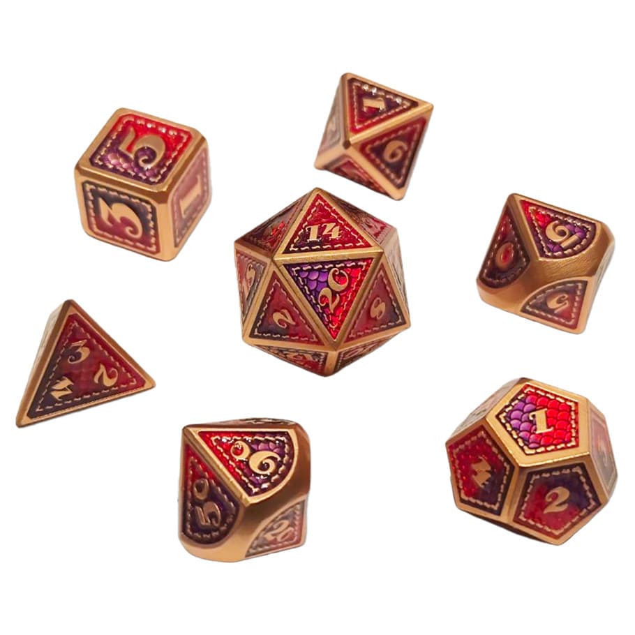 ACD Dice 7-Set Scalemail Metal Purple Red 9359627009462 CHR60156