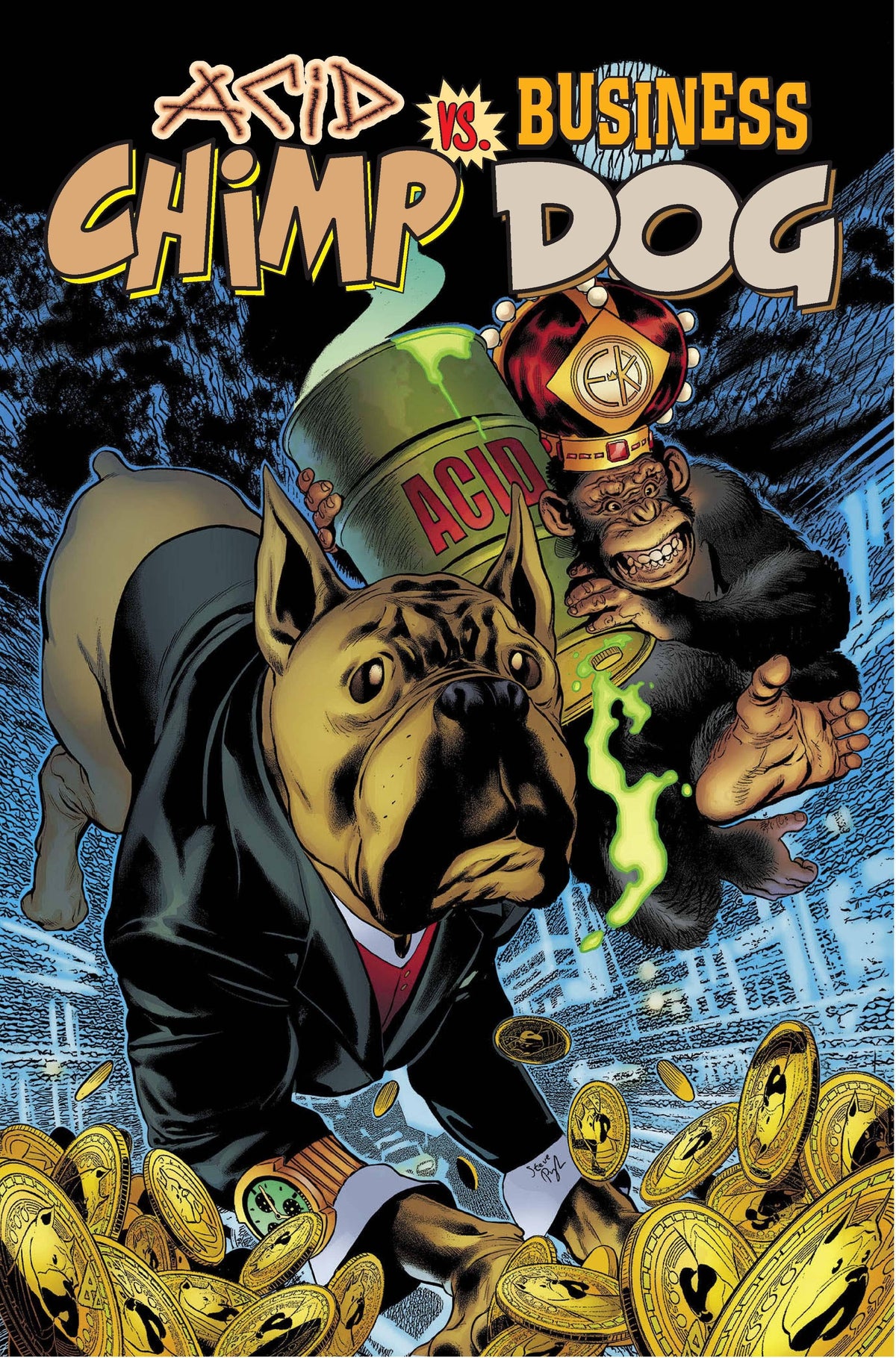 ACID CHIMP VS BUSINESS DOG (ONE SHOT) CVR A PUGH (MR)IMAGE COVER