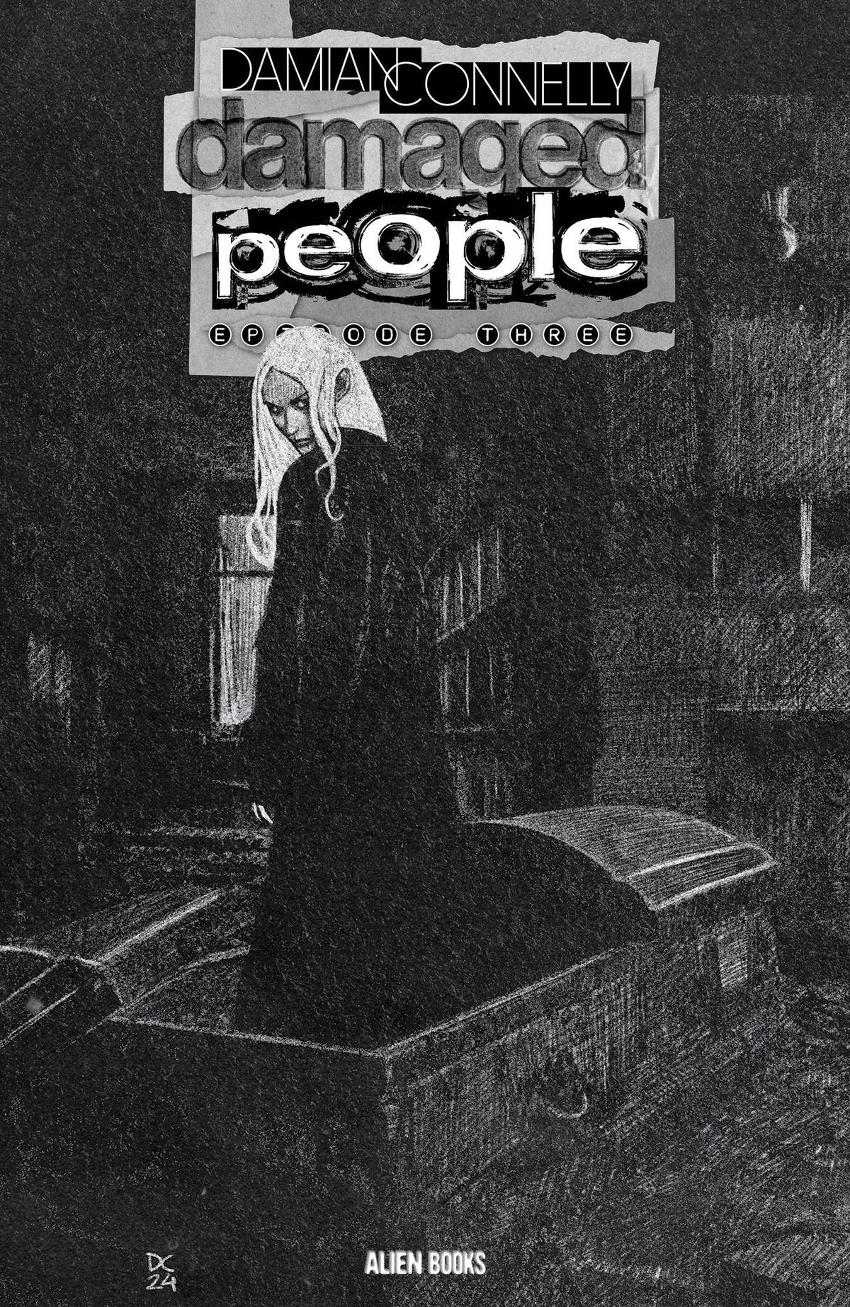 Alien Books Comic Books DAMAGED PEOPLE #3 (OF 5) CVR B CONNELLY B&W 73238889390400321 AUG241362