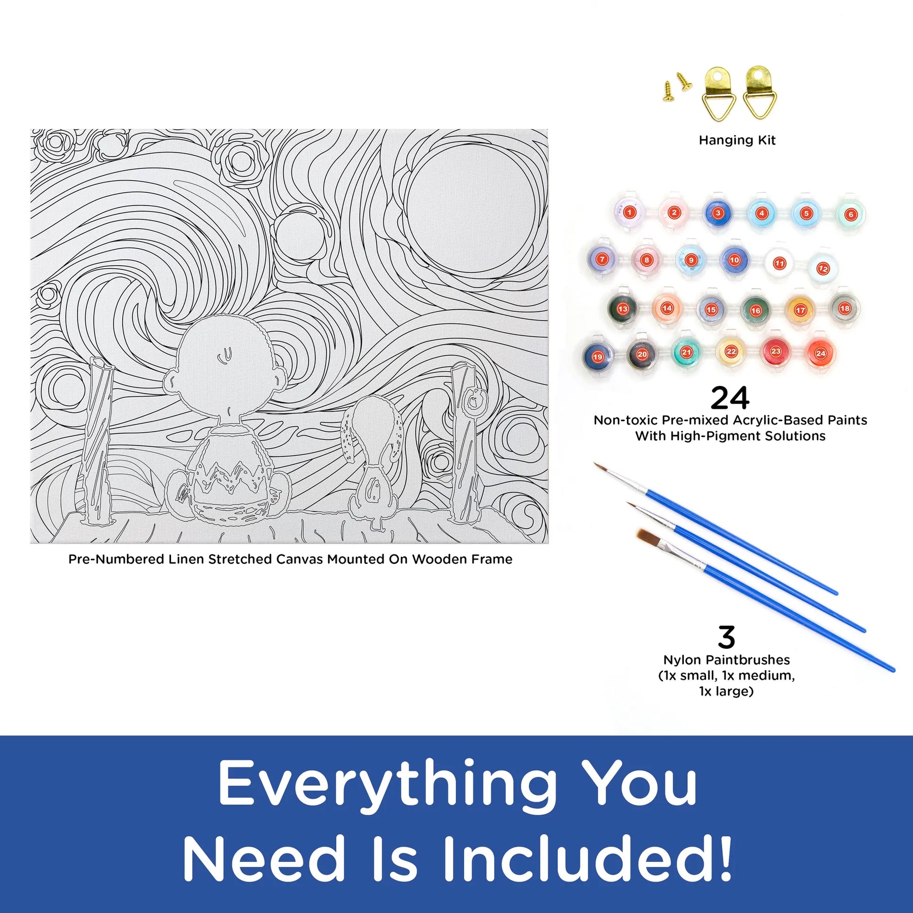Aquarius Hobby Supplies > Supply Kits Art By Numbers: Peanuts - Starry Night 840391157446 88008