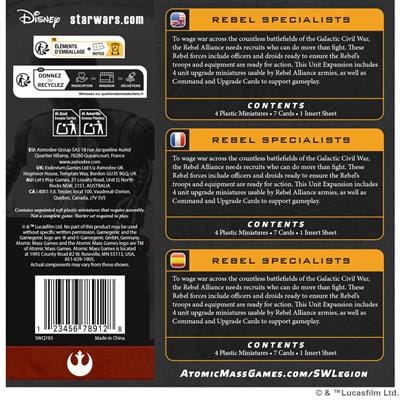 Atomic Mass Games Miniatures > Other Miniatures Star Wars: Legion - Rebel Specialists 841333136567 SWQ193